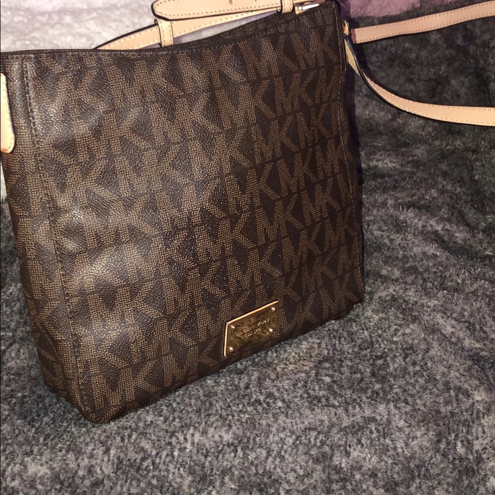 Brown MK side satchel
